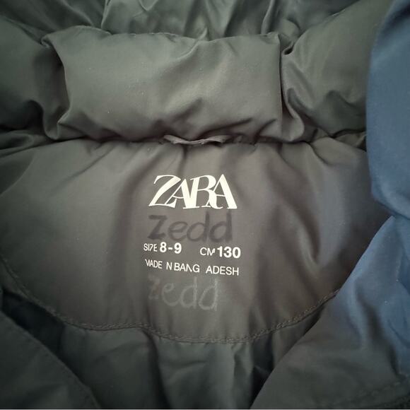 Zara Kids’ Hooded Puffer Jacket Green Water Repellent Size 8-9 - Picture 8 of 8